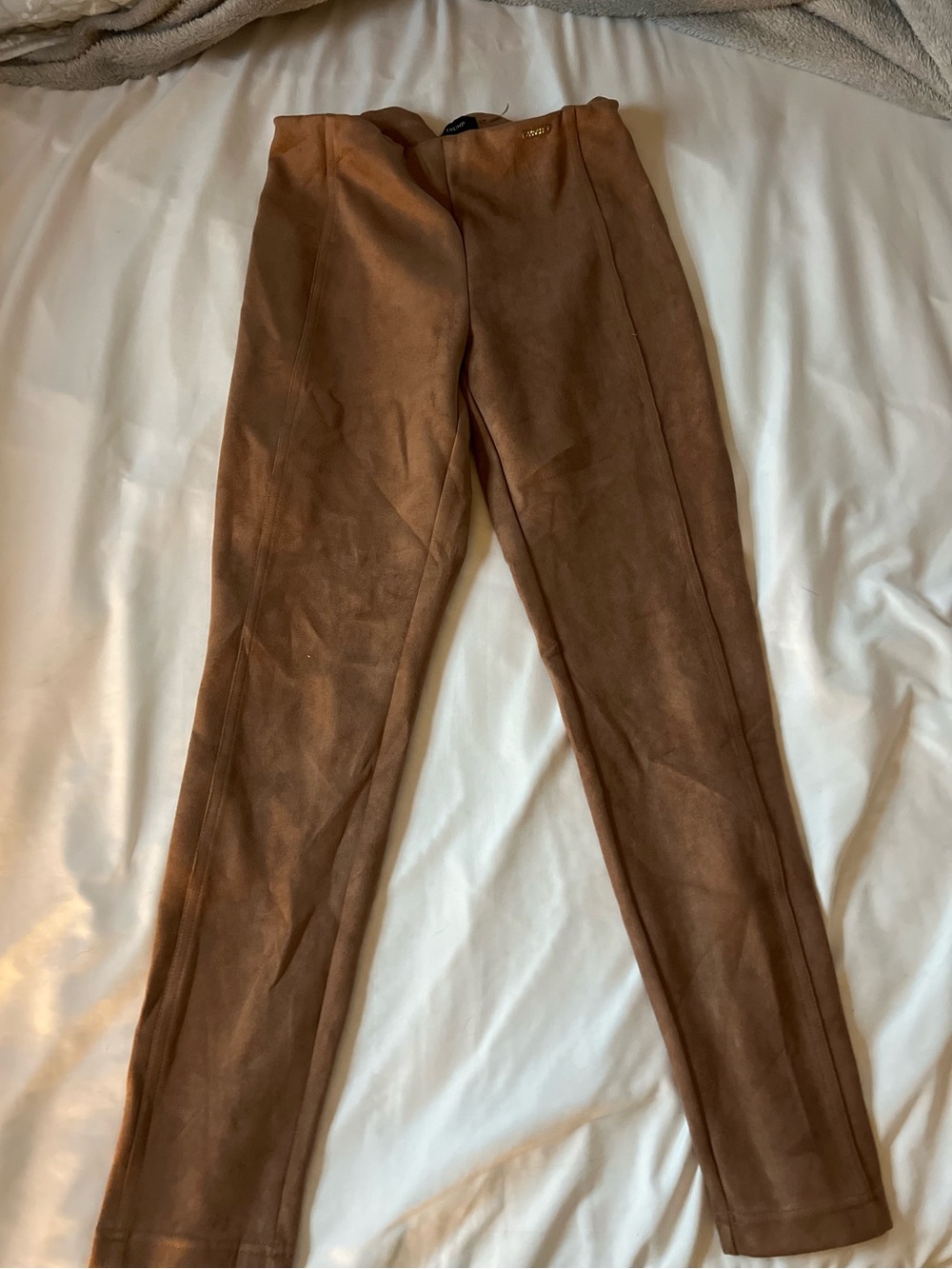 Ivanka Trump Slim Faux Suede Pants in Brown